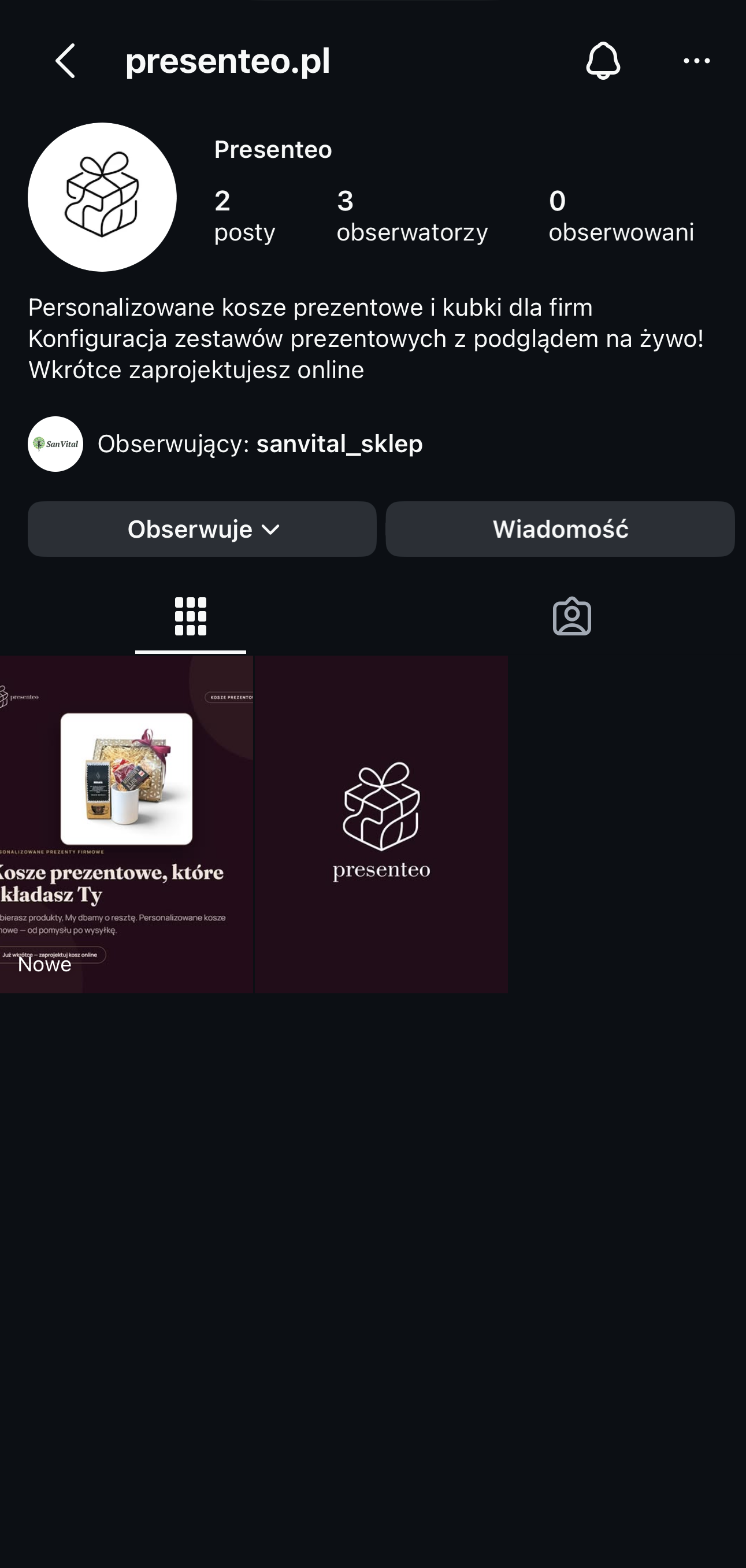 Profil Presenteo na Instagramie