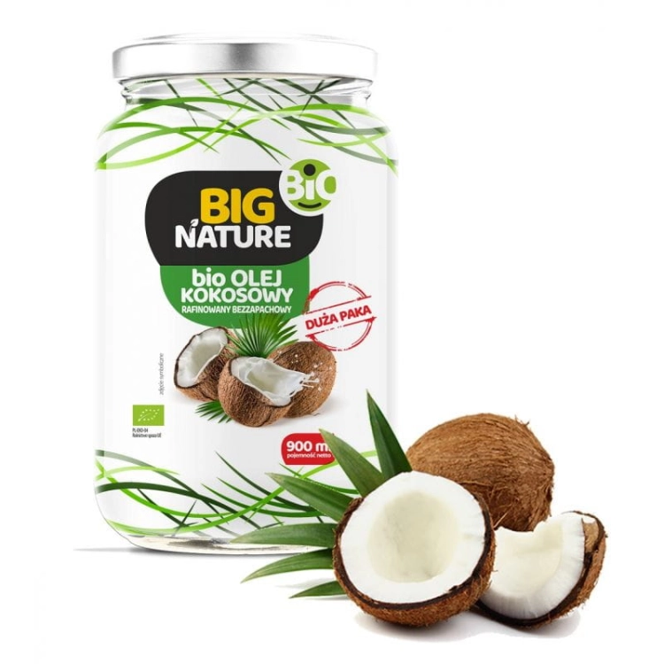 Olej kokosowy Eko BIO rafinowany Big Nature, 900ml  - sanvital.pl