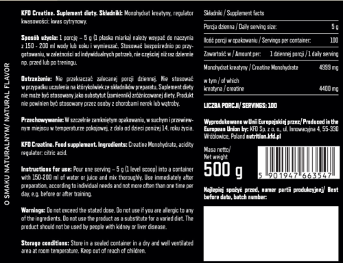 KFD Premium Creatine Kreatyna, smak jabłko - gruszka, 500 g  - sanvital.pl