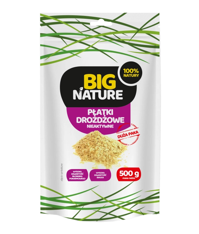 Płatki Drożdżowe drożdże nieaktywne źródło białka Big Nature, 500g - sanvital.pl