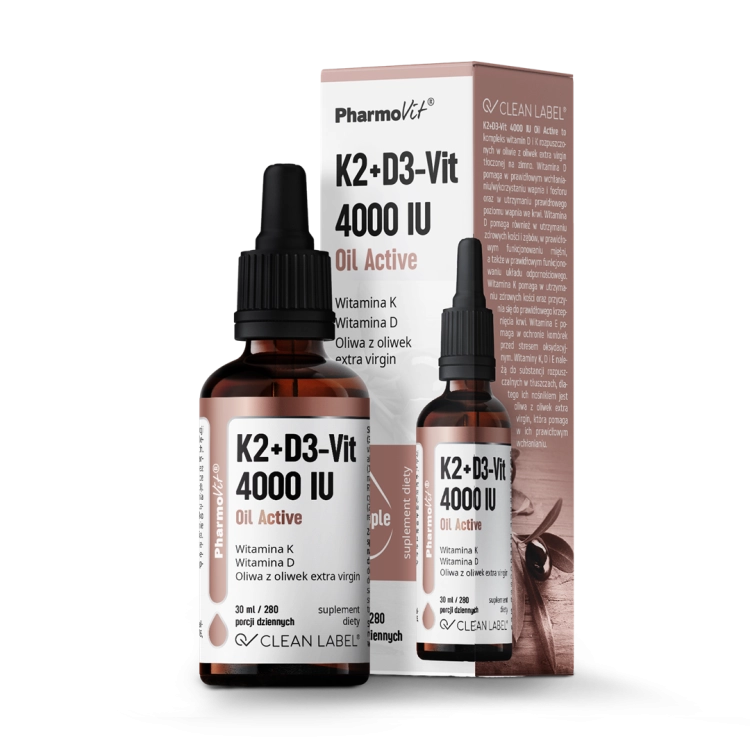 Witamina K2+D3-Vit 4000 IU Oil Active Pharmovit, 30 ml- sanvital.pl