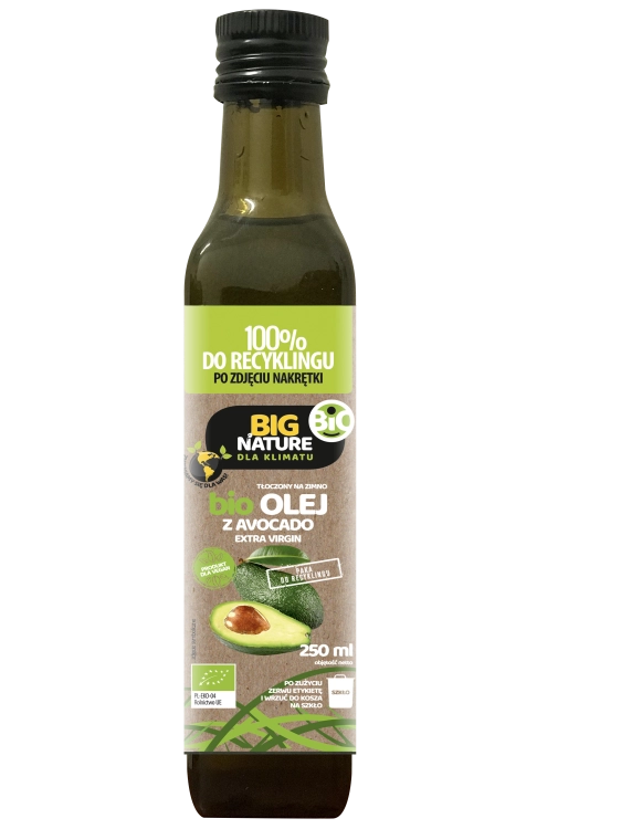 Big Nature Olej z awokado BIO tłoczony na zimno extra virgin, 250 ml - sanvital.pl