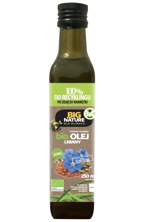 Big Nature Olej lniany BIO tłoczony na zimno, 250 ml - sanvital.pl