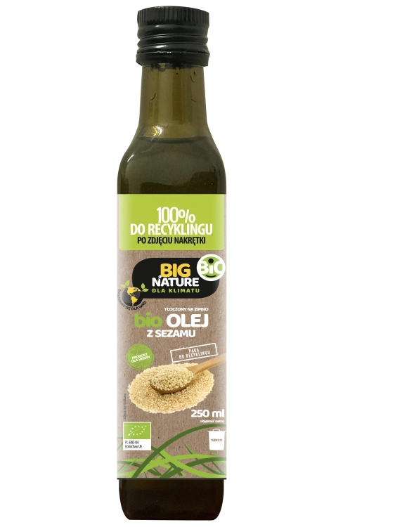 Big Nature Olej sezamowy BIO tłoczony na zimno, 250 ml - sanvital.pl