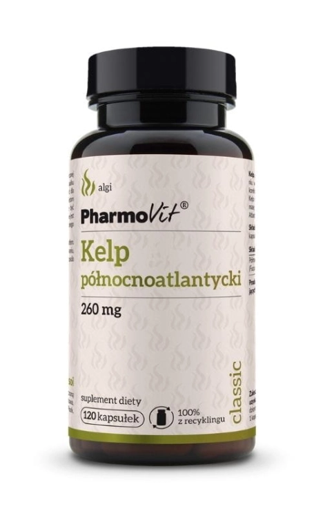 Pharmovit Kelp Morszczyn naturalny jod 260 mg, 120 kapsułek - sanvital.pl