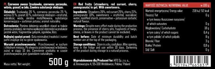 KFD Obłędne Owoce w Żelu CZERWONE OWOCE (aż 82% owoców) - 500 g