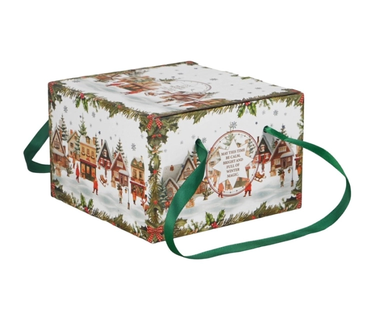 DUO 2 filiżanki espresso ze spodkami w pudełku z uchwytem CHRISTMAS VILLAGE