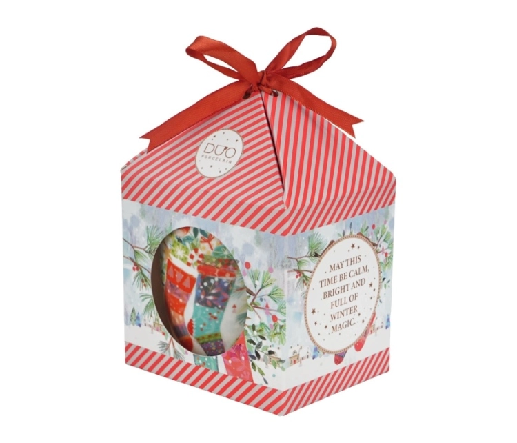 DUO Kubek classic w pudełku z kokardą CHRISTMAS SOCKS