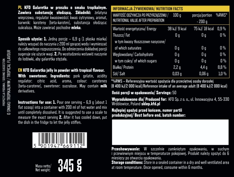 Kfd Galaretka smak: Tropikalny 345g
