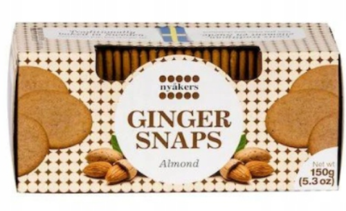 Nyåkers Ginger Snaps Almond – szwedzkie ciasteczka imbirowe o aromacie migdałowym 150 g.png